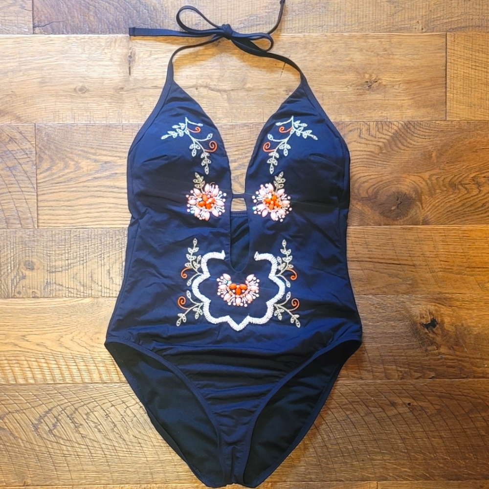 Cole Beaded Bombay One Piece Swimsuit Gem